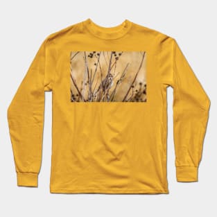 Sparrow Blending In With Its Winter Habitat Long Sleeve T-Shirt